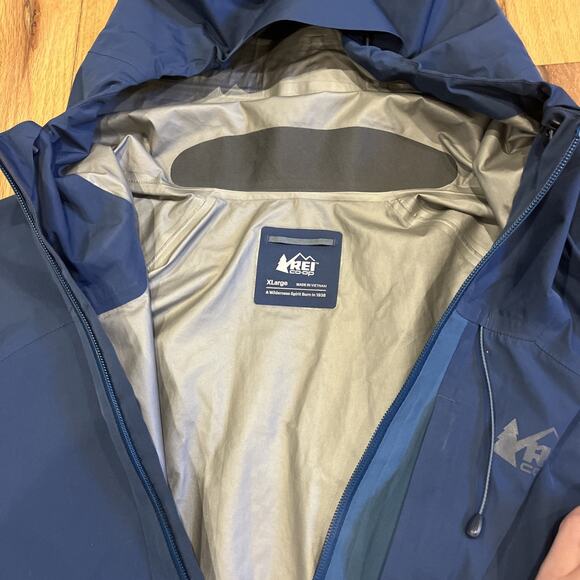 REI Gore-Tex Men’s Water Proof Jacket XL Hiking Outdoor Two Tone Blue Hooded - Picture 6 of 11